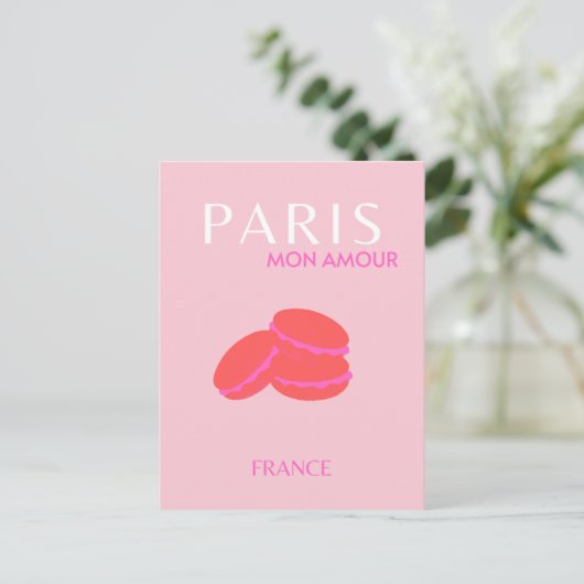 Carte Postale Pink Paris Travel Art Preppy Macarons (Debout devant)