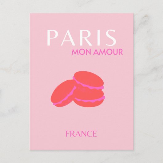 Carte Postale Pink Paris Travel Art Preppy Macarons (Devant)