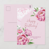 Carte Postale Pink Peony Birthday Folded Greeting Card (Devant / Derrière)