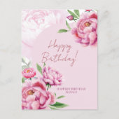 Carte Postale Pink Peony Birthday Folded Greeting Card (Devant)