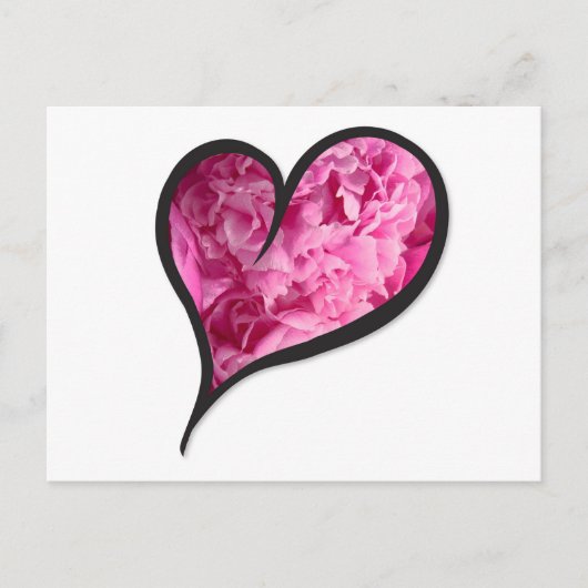 Carte Postale Pink Peony Heart Design floral (Devant)