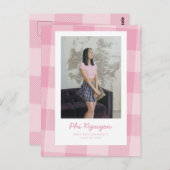 Carte Postale Pink Plaid Grad Flat Graduation Faire-part (Devant / Derrière)