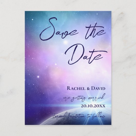 Carte Postale Pink Purple Under the Stars Mariage Enregistrer la (Devant)