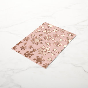 Carte postale Pink Rose Gold Snowflacon Noël Foil