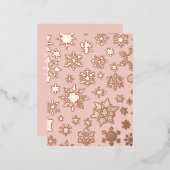 Carte postale Pink Rose Gold Snowflacon Noël Foil (Recto/Verso)
