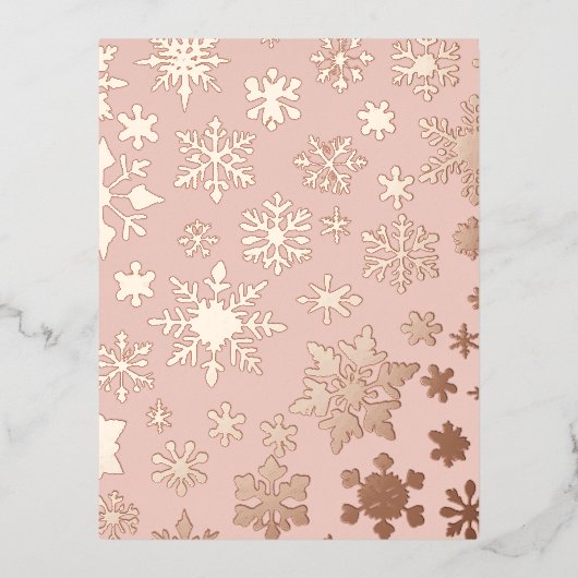 Carte postale Pink Rose Gold Snowflacon Noël Foil (Recto)