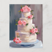Carte Postale Pink Rose Wedding Cake | Watercolor Wedding (Devant)