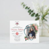 Carte Postale Pink Roses Stethoscope Infirmière Infirmière Invit (Debout devant)