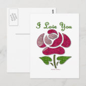 Carte Postale Pink Stencil Rose I Love You (Devant / Derrière)