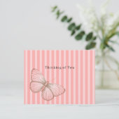 Carte Postale Pink Stripes with Butterfly Thinking of you (Debout devant)