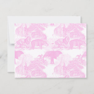 Carte Postale Pink Toile Jungle Animaux Safari Chinoiserie