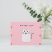 Carte Postale Pink Unwell Cat Icon Salutation (Debout devant)