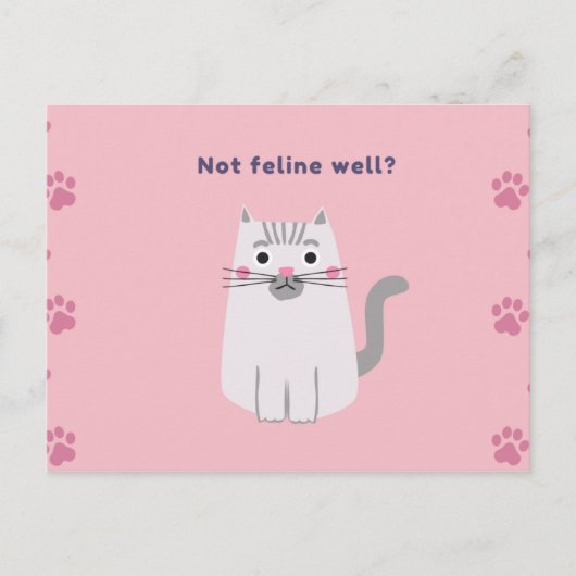 Carte Postale Pink Unwell Cat Icon Salutation (Devant)