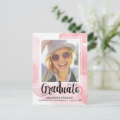 Carte Postale Pink Watercolor Calligraphy Photo Graduation (Debout devant)