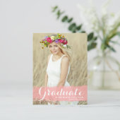 Carte Postale Pink Watercolor Splash Photo Graduation (Debout devant)