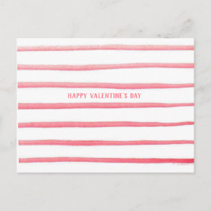 Carte Postale Pink Watercolor Stripes Valentine's Day Postcard