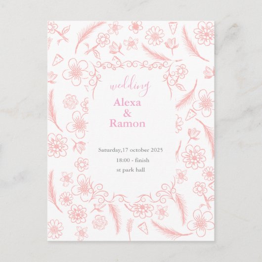 Carte Postale pink wedding (Devant)
