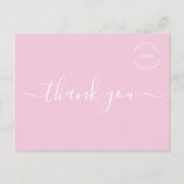 Carte Postale Pink White Moderne simple logo d'entreprise merci (Devant)