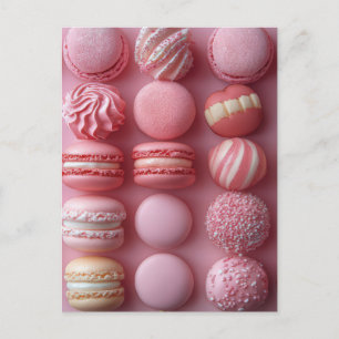 Carte Postale Pinke Macarones et bonbons Saint-Valentin