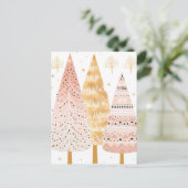 Carte Postale Pinker et sapin doré avec cadeaux (Debout devant)