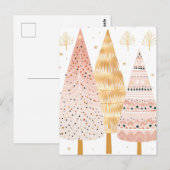 Carte Postale Pinker et sapin doré avec cadeaux (Devant / Derrière)