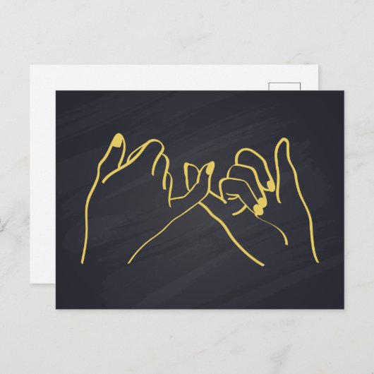 Carte Postale Pinky sweat line art print, Hands line art (Devant / Derrière)