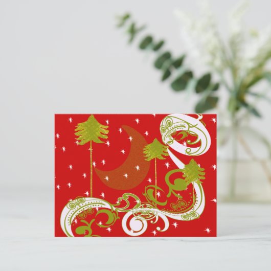 Carte Postale Pins avec lune (Debout devant)