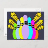 Carte Postale Pins de Bowling colorés (Devant / Derrière)