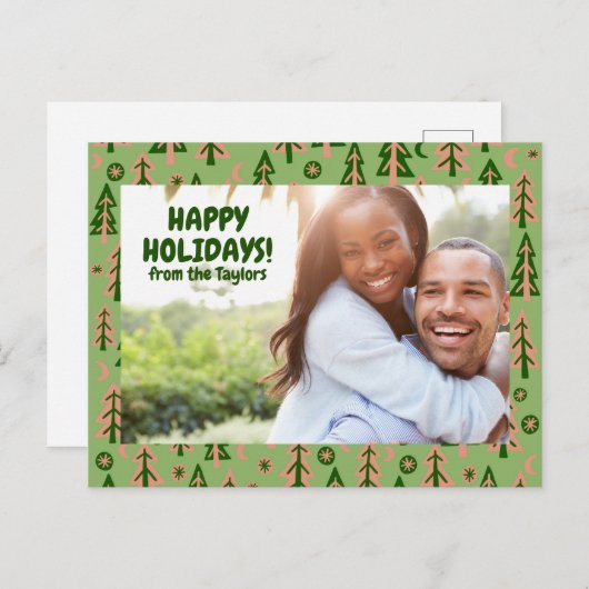 Carte Postale Pins de forêt La Lune Étoiles sur mesure (Devant / Derrière)