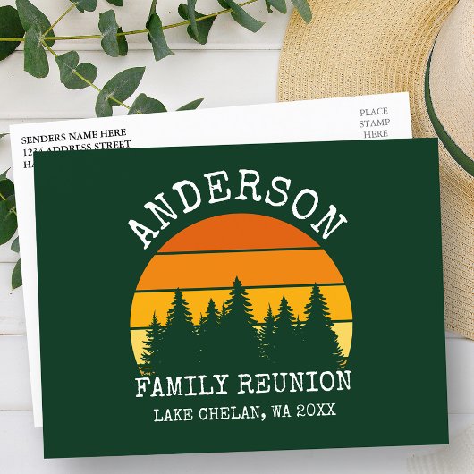 Carte Postale Pins de Réunion Famille Sunset Green