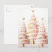 Carte Postale Pins et arbres de Noël dorés (Devant / Derrière)