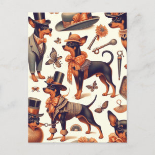 Carte Postale Pinscher sans fil vintage