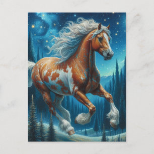 Carte Postale Pinto Horse à Van Gogh Starry Night Forest