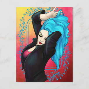 Carte Postale Pinup Bleu Vibrant