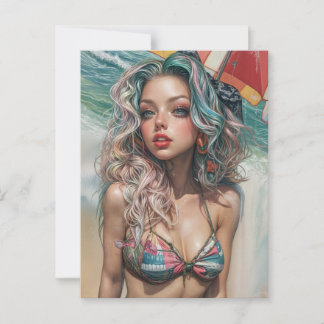 Carte Postale Pinup de plage vintage Design 1