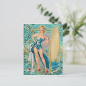Carte Postale Pinup Girl dans le miroir (Debout devant)