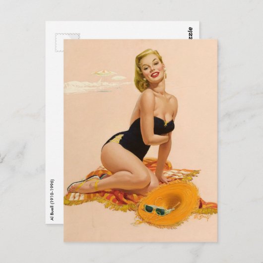Carte Postale PinUp Sunbather (Devant / Derrière)