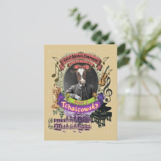 Carte Postale Piotr Tchaicowsky Cow Animal Composer Tchaikovsky (Debout devant)