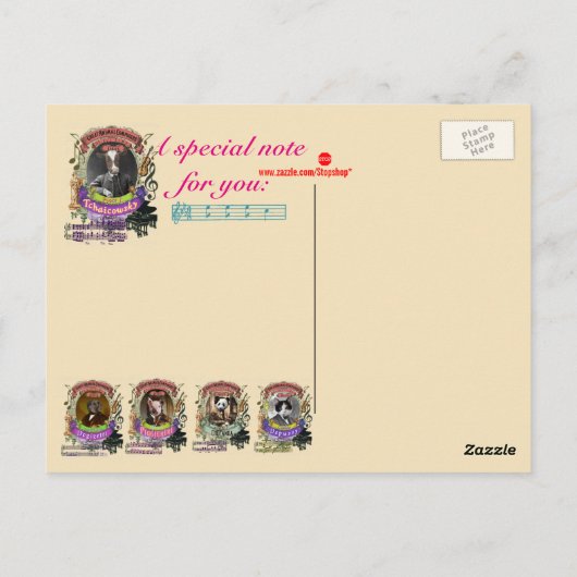 Carte Postale Piotr Tchaicowsky Cow Animal Composer Tchaikovsky (Dos)