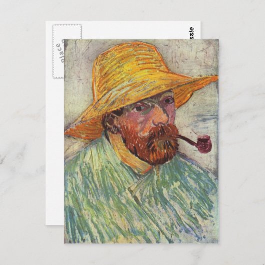 Carte Postale Pipe d'auto-portrait Vincent Van Gogh (Devant / Derrière)