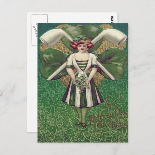 Carte Postale Pipe en argile Shamrock (Devant / Derrière)