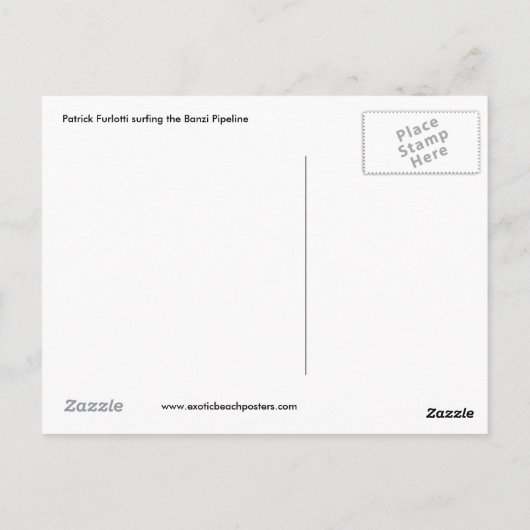 Carte Postale Pipeline de surf, Côte Nord, Oahu (Dos)