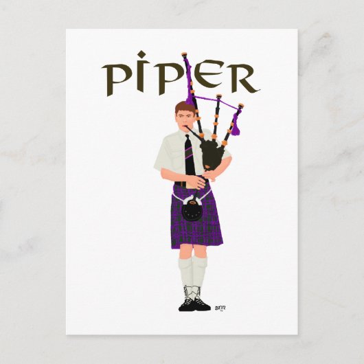 Carte Postale PIPER carreau violet (Devant)