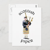 Carte Postale Piper écossais - Tan Kilt (Devant / Derrière)