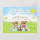 Carte Postale Pique-nique bleu En vichy anniversaire de Teddy Be (Devant)