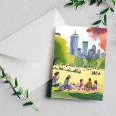Carte Postale Pique-nique commun de Boston | Peinture d'aquarell