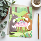Carte Postale Pique-nique d'animaux forestiers | Aquarelle migno