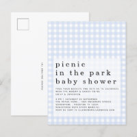 Pique-Nique Dans Le Parc Baby shower Bleu En vichy