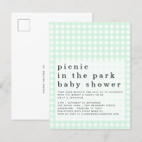 Pique-nique Dans Park Baby shower Vert En vichy In