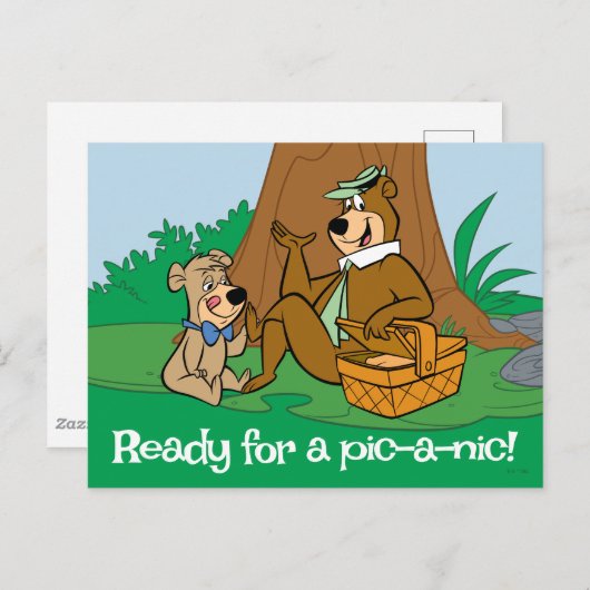Carte Postale Pique-nique de Yogi l'ours et Boo-Boo (Devant / Derrière)